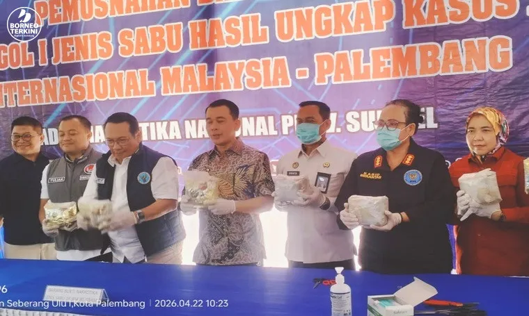 BNNP Sumsel Musnahkan 16,9 Kg Sabu Jaringan Malaysia