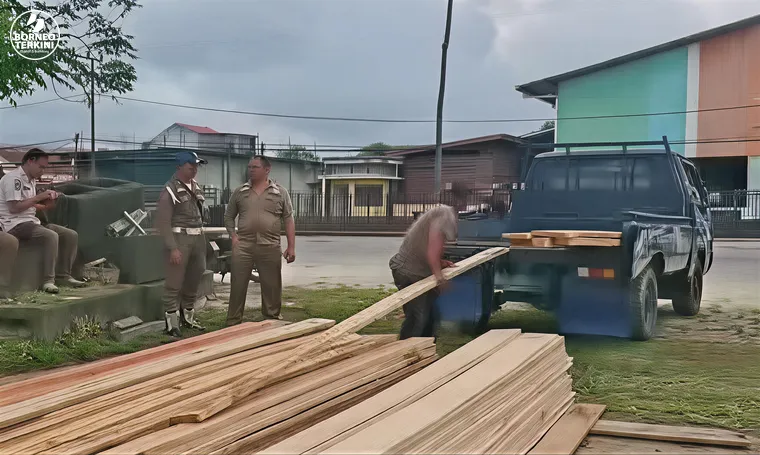 Jaga Estetika Kota, Satpol PP Bulungan Amankan Kayu Illagal di Jalan Sabanar Lama