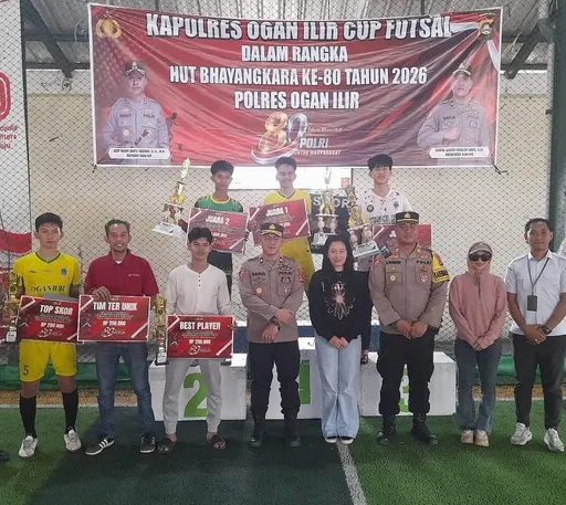 Polres Ogan Ilir Tutup Turnamen Futsal Peringati Hari Bhayangkara ke-80